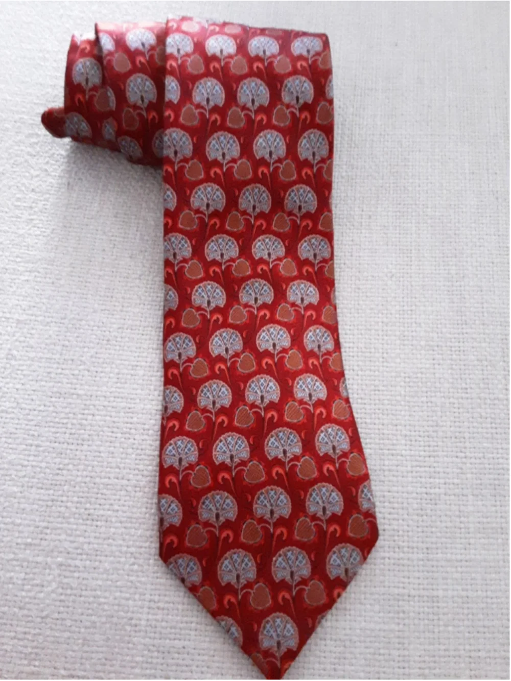 Ermenegildo Zenga ITALY Red Blue Gold Beautiful Pattern 100% Silk Mens Tie